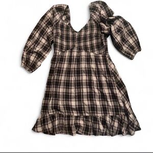 Hollister Black and Tan Plaid Casual Dress